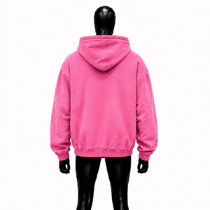 Sudadera con capucha rosa personalizada con diseño artístico, estilo urbano, holgada, gráfica, unisex, informal, con cremallera completa - Product Image 2