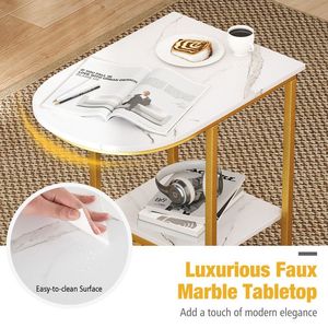 Tavolo da tavolo moderno in finto marmo con ripiano per mobili da salotto - Product Image 3