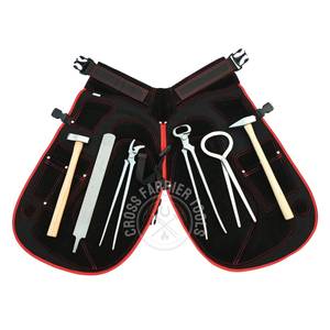 Kit d'outils professionnels de fermeur avec tablier, ceinture réglable, cisaille à sabots, testeur de douleur, pince à sabots courbée, marteau de forgeron et râpe à sabots - Product Image 6