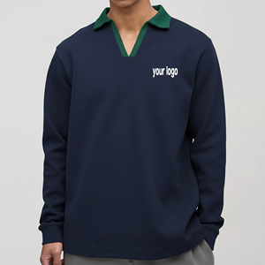 เสื้อโปโลผู้ชายแบบเรียบง่าย บริการ OEM รับผลิตตามแบบใหม่ ระบายอากาศได้ดี ไม่เป็นขุย สีพื้น เสื้อโปโลผู้ชายขายส่ง คุณภาพสูง - Product Image 4