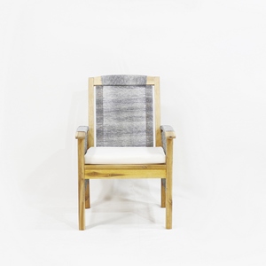 Wooden <b>Outdoor</b> Chair Set with Woven Backrest and Square <b>Table</b> for Living Room Use - Product Image 6