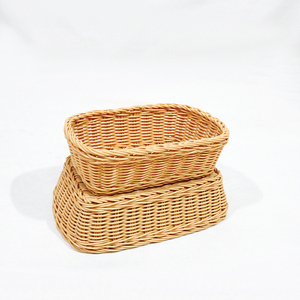 New Design Eco-Friendly <b>Plastic</b> Wicker Durable Washable Oval Multifunction Storage <b>Basket</b> Fruit Bread Serving Tray - Product Image 5