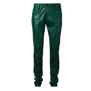 Pantalon pour homme en cuir de vachette de qualité supérieure, taille mi-haute, coupe droite, pour l'automne et l'hiver, style décontracté, mode streetwear, respirant - Product Image 1