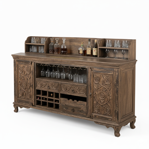 ตู้บาร์ไม้แกะสลักลายกุหลาบคุณภาพเยี่ยม สำหรับใช้ในบ้านและโรงแรม พร้อมจัดส่งทั่วโลก - Product Image 4