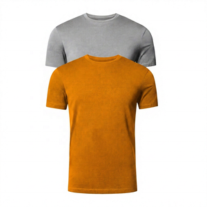 Camiseta de Hombre, Corte Regular, Color Sólido, Cuello Redondo, Manga Corta, Tejida, 100% Algodón, Ecológica y Transpirable, Azul Grisáceo, Estilo Casual - Product Image 6