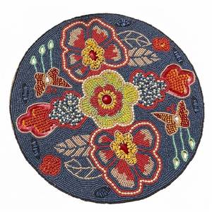 Latest Design Modern Handmade Round Glass Beaded Round <b>Table</b> Mat Glass Beaded Place Mat for Wedding Party Home Accent - Product Image 2
