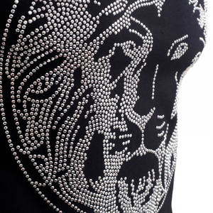 T-shirts pour hommes avec strass, T-shirt personnalisé avec transfert de strass, T-shirt personnalisé avec logo, T-shirt avec impression de crâne en strass pour hommes - Product Image 6