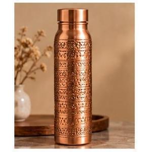 Copper Eco-Friendly Outdoor <b>Water</b> <b>Bottle</b> with Geometric Diamond Pattern Faceted Design Pure <b>Metal</b> Drinking Flask - Product Image 6