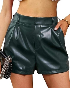 Mid Waist Breathable Women's Leather Disco Shorts Nightclub Fashion Sexy Booty <b>Elastic</b> Wais Regular Fit Casual Clothing 2026 - Product Image 3