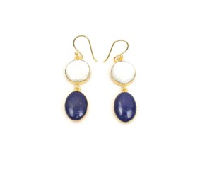 Pendientes de Aro con Múltiples Piedras Preciosas, Latón con Baño de Oro, Formas Mixtas - Product Image 1