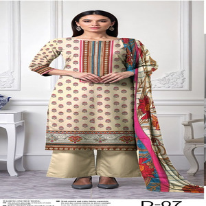 Shalwar kameez pakistaní de muy alta calidad. Shalwar kameez de calidad de exportación para damas. Trajes estampados de algodón/lino pakistaní. - Product Image 1