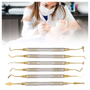 Titanium Plated Dental Instruments Set of 6 Composite <b>Resin</b> Filling Spatulas for Professional Use By Mahfooz Instruments - Product Image 1
