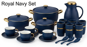 Anax 18-Piece Morden Luxury Stainless Steel Cookware Set <b>Glass</b> Cover PTFE Coating Insulated Design Casserole <b>Pot</b> Serving Pitcher - Product Image 3
