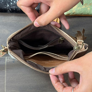 2026 Wholesale Handmade Luxury Hair On Metallic Cowhide Leather Wallet Purse Genuine Leather Clutch With Hand Wrislet for Women - Product Image 6