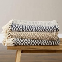 Plaid Chevron en coton tissé 100% – Design moderne, toucher doux, léger, toutes saisons, décoratif pour lit, canapé, bébé et plus encore