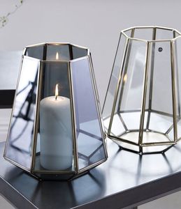 Décoration d'intérieur et d'extérieur : Porte-bougie personnalisé en métal et verre doré, pour sol et suspension, pour la décoration de la maison - Product Image 4