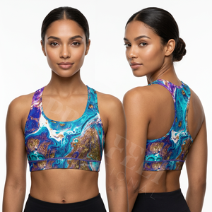 Soutien-gorge de sport personnalisé sans couture à sublimation, dos nageur, rembourré, respirant, pour entraînement, yoga, gym, fitness, crop top confortable - Product Image 2