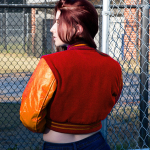 Veste courte universitaire pour femme, style Letterman, rouge et orange, avec manches en similicuir, vêtement d'extérieur décontracté, mode féminine - Product Image 5