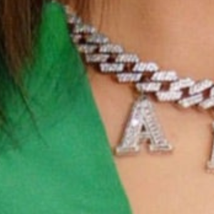 AKA Cuban Link <b>Necklace</b> Silver Letter Pendant Chain Iced Out <b>Statement</b> Jewelry Premium Fashion Accessory - Product Image 3