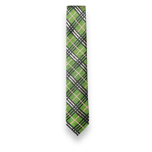 Cravate de luxe à motif à carreaux verts pour hommes |   Cravate de créateur en polyester jacquard de haute qualité pour affaires, mariages et fêtes, idéale comme cadeau - Product Image 1