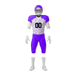 Conjunto de Uniforme de Fútbol Americano Sublimado Personalizado en Morado y Blanco, de Secado Rápido, Ajustado, de Manga Corta, para Hombre Adulto - Product Image 2