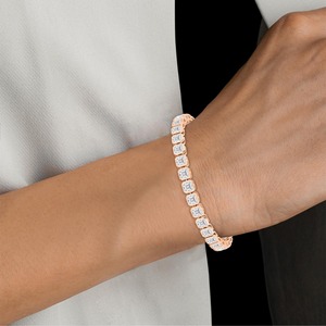 Asscher Cut Bezel <b>Set</b> Lab Grown Diamond Tennis Bracelet 17.61 CTW 9K Rose Gold - Product Image 1
