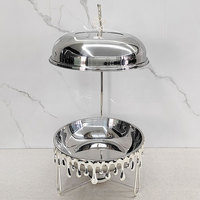 Plat à chafing rond argenté 8L, chauffe-plats suspendu pour buffet, ensemble de luxe pour la restauration, idéal pour restaurant, mariage, fête