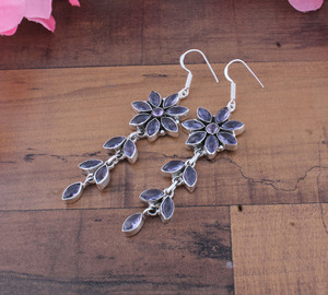 925 <b>Sterling</b> <b>Silver</b> Blue Lace Agate Water Drop Long Dangle Chandelier Earrings | Wholesale Handcrafted Vintage Anniversary - Product Image 5