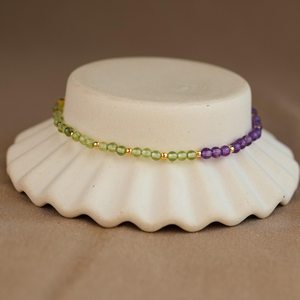 Pulsera de Peridoto y Amatista Natural, Joyería de Cristal para Manifestar, Pulsera Delicada de Piedras Preciosas, Regalo para Ella - Product Image 1