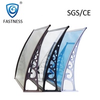 Auvent de porte patio en polycarbonate avec support en PVC, auvent de balcon extérieur pour la protection contre les UV et le vent