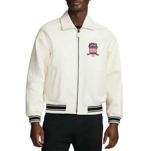 Veste bomber en cuir véritable Avirex pour homme, couleur crème, série limitée American Flight, veste courte en cuir de vachette véritable - Product Image 3