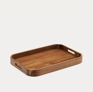 Modern Acacia Wooden <b>Serving</b> Tray with Metal Handle Eco-Friendly for Home and Hotel Use - Product Image 5