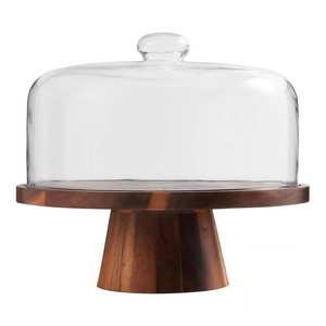 Base para Pastel de Madera Natural Decorativa de Alta Calidad con Tapa de Cristal, Apta para Lavavajillas, para Servir Postres en Fiestas de Aniversario y en el Hogar - Product Image 6