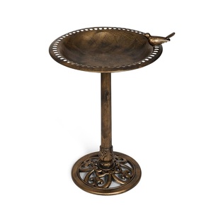 Bain d'oiseaux en métal original pour jardin, avec marquage privé, en matériau robuste, pour la décoration extérieure et l'abreuvement des oiseaux. - Product Image 1