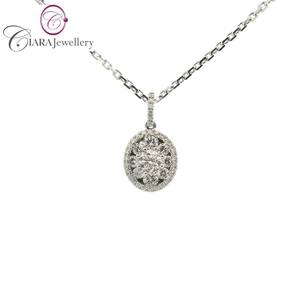 OEM ODM 18K AU750 FABRIQUÉ À LA MAIN DIRECT EN USINE GROUPE DE FORME OVALE EN OR BLANC/JAUNE AVEC PENDENTIF EN DIAMANT NATUREL VÉRITABLE - Product Image 1