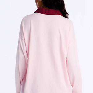 Maillot de football américain rose à manches longues et col pour femme, style décontracté, léger et respirant, idéal pour le golf, style Y2K, OEM Luxe - Product Image 3