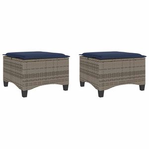 Tabouret de jardin en acier thermolaqué gris avec rotin PE, taille standard, chaise de jardin - Product Image 2