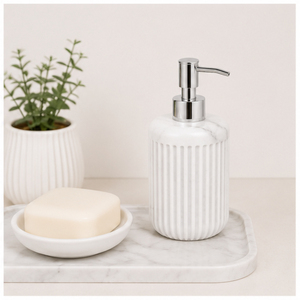 Distributeur de savon en marbre blanc naturel de luxe, flacon à savon pour les mains avec pompe, pour hôtels et décoration de salle de bain design, en solde - Product Image 4