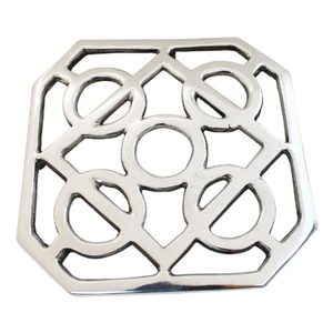 Heavy Duty Iron Trivet Rose-Gold Heat Resistant Hot Pot Holder Mat Vintage Floral Pattern Round Metal <b>Table</b> <b>Protector</b> for Sale - Product Image 4