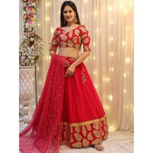 Atractivo Rosa lentejuelas bordadas Georgette recepción desgaste Lehenga Choli - Product Image 5