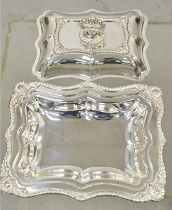 Plat de service avec couvercle pour la maison hôtel et ustensiles de cuisine décor de plat de service finition argentée personnaliser logo plats de service - Product Image 2