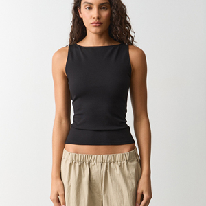 Top Corto de Moda para Mujer al por Mayor con Logotipo Personalizado, Top Deportivo Transpirable de Verano, Camiseta sin Mangas Ajustada, Chaleco Casual Acanalado - Product Image 1