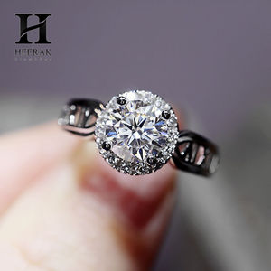 Bague de fiançailles en or 14 carats avec halo de diamants ronds - Bijoux élégants en diamants cultivés en laboratoire/naturels - Product Image 1