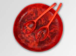 Bol à fruits créatif en résine polie, écologique, pour la décoration de table lors de fêtes, en promotion, avec fourchette et cuillère, et personnalisable - Product Image 4