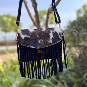Bolso con flecos de cuero de gamuza Bolso bandolera de cuero para ocultar el pelo Bolsos elegantes Bolsos únicos de alta calidad para mujeres - Product Image 1