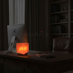 Elegant Design Carved Himalayan <b>Cube</b> Salt Lamp with Warm <b>Lighting</b> and Modern Style for Home Decor - Product Image 4