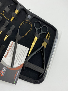 Professional Hair Extension Tools Kit Black Gold Plated <b>Pliers</b> Scissors Clips <b>Set</b> Custom Logo Two Hole Micro beads <b>plier</b> - Product Image 4