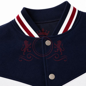 Streetwear <b>White</b> Blue Red Chevron Letterman <b>Jacket</b> Soft Material Button Front Ribbed Cuffs Everyday - Product Image 6
