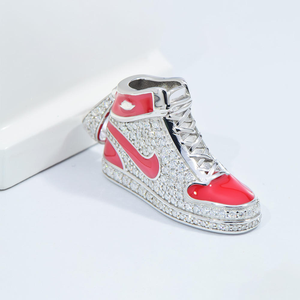 Moissanite Diamond Pendant 925 Silver Sneaker Charm Necklace Luxury <b>Iced</b> <b>Out</b> <b>Chain</b> Sparkling Hip Hop Jewelry Gift - Product Image 5