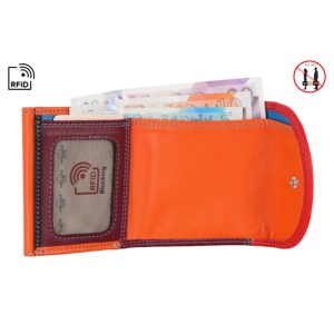 Premium Genuine Leather Unisex Long Trifold RFID Blocking Daily Use Multi Color Coin Purse Card Holder Classic <b>Stud</b> Closure - Product Image 6